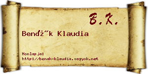 Benák Klaudia névjegykártya
